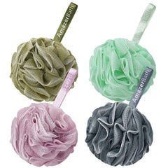 Éponge AmazerBath luffa blanche, exfoliation douce pour peau nette et rafraîchie.