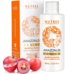 Bouteille Tanino Amazonliss prête pour le lissage et l'hydratation.