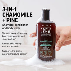 AMERICAN CREW 3-en-1 Camomille et Pin – versement, mousse généreuse entre les mains