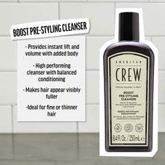 AMERICAN CREW Boost Shampoo, lavage doux équilibrant le cuir chevelu.
