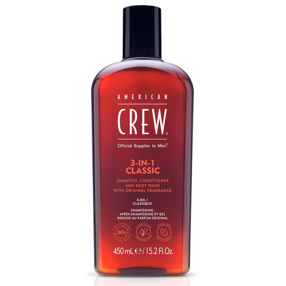 American Crew: bouteille 3-en-1, nettoie et conditionne cheveux et peau rapidement