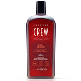 AMERICAN CREW: bouteille 3-en-1 visible, pratique pour un rituel rapide.