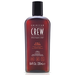 AMERICAN CREW 3-en-1, bouteille visible, usage quotidien rapide.