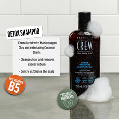 Shampooing Detox American Crew texture mousse nettoyante en profondeur.