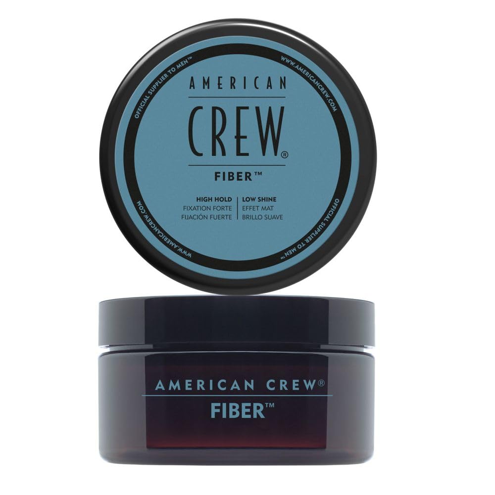 American Crew Fibre—bouteille montrant la texture pour une tenue dense et naturelle.