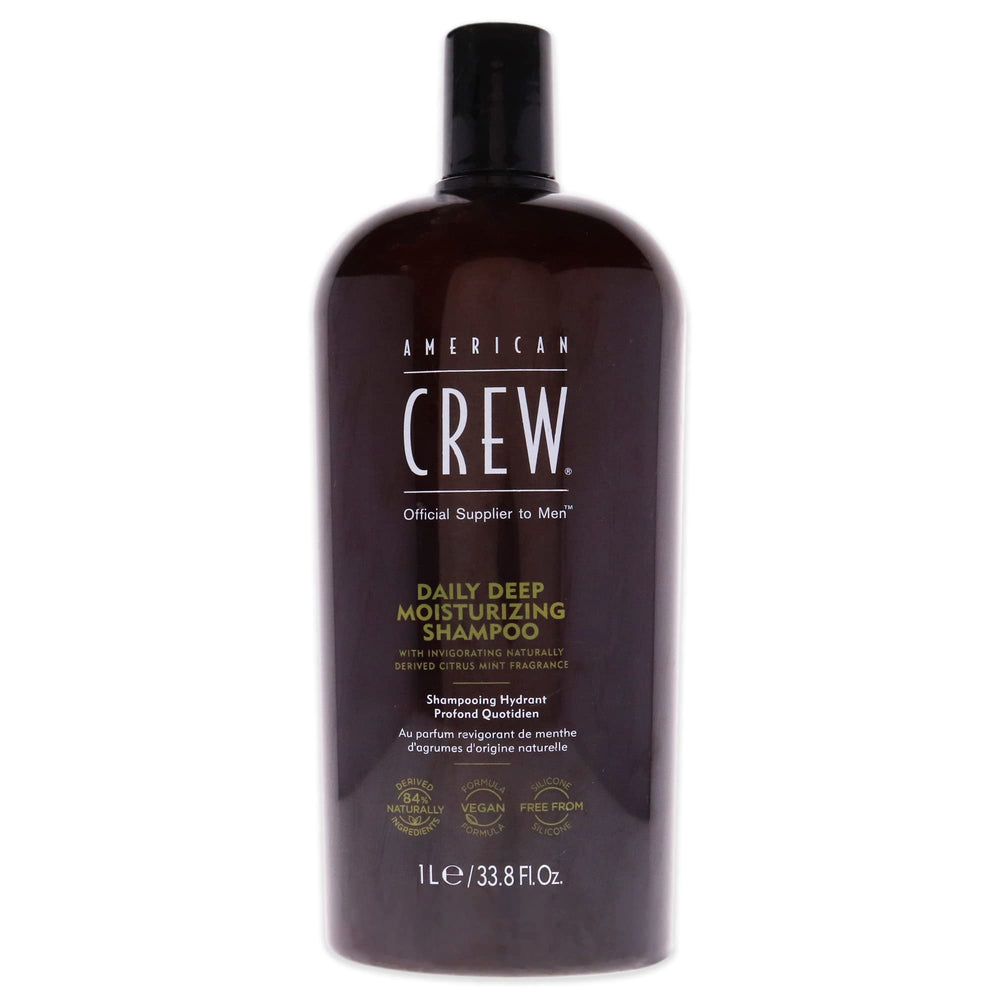 AMERICAN CREW Shampooing Hydratant Quotidien – Bouteille visible, cheveux hydratés et cuir chevelu sain après lavage.