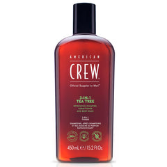 AMERICAN CREW Tea Tree 3-en-1 Shampoing – nettoyage efficace cheveux et peau