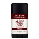 American Provenance Patchouli déodorant, bouteille, parfum naturel et frais.