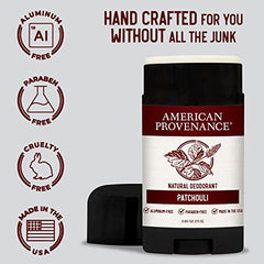 Emballage minimaliste American Provenance Patchouli, pratique et élégant.
