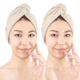 American Soft Linen bonnet tete coton beige, capuchon doux pour cheveux après la douche.