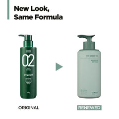 AMOS PROFESSIONAL mousse shampooing vert pour cheveux fins, sensation légère et nettoyage en profondeur.