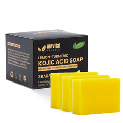 AMVital savon citron-curcuma-acide kojique, nettoie visage et corps en douceur.