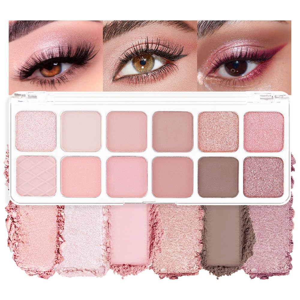 AMY'S DIARY palette d'ombres 12 couleurs ouverte, textures veloutées pour des regards neutres faciles.