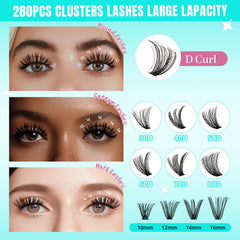 AMZGIRL LASH, application à domicile facile avec des grappes de cils 10 mm.