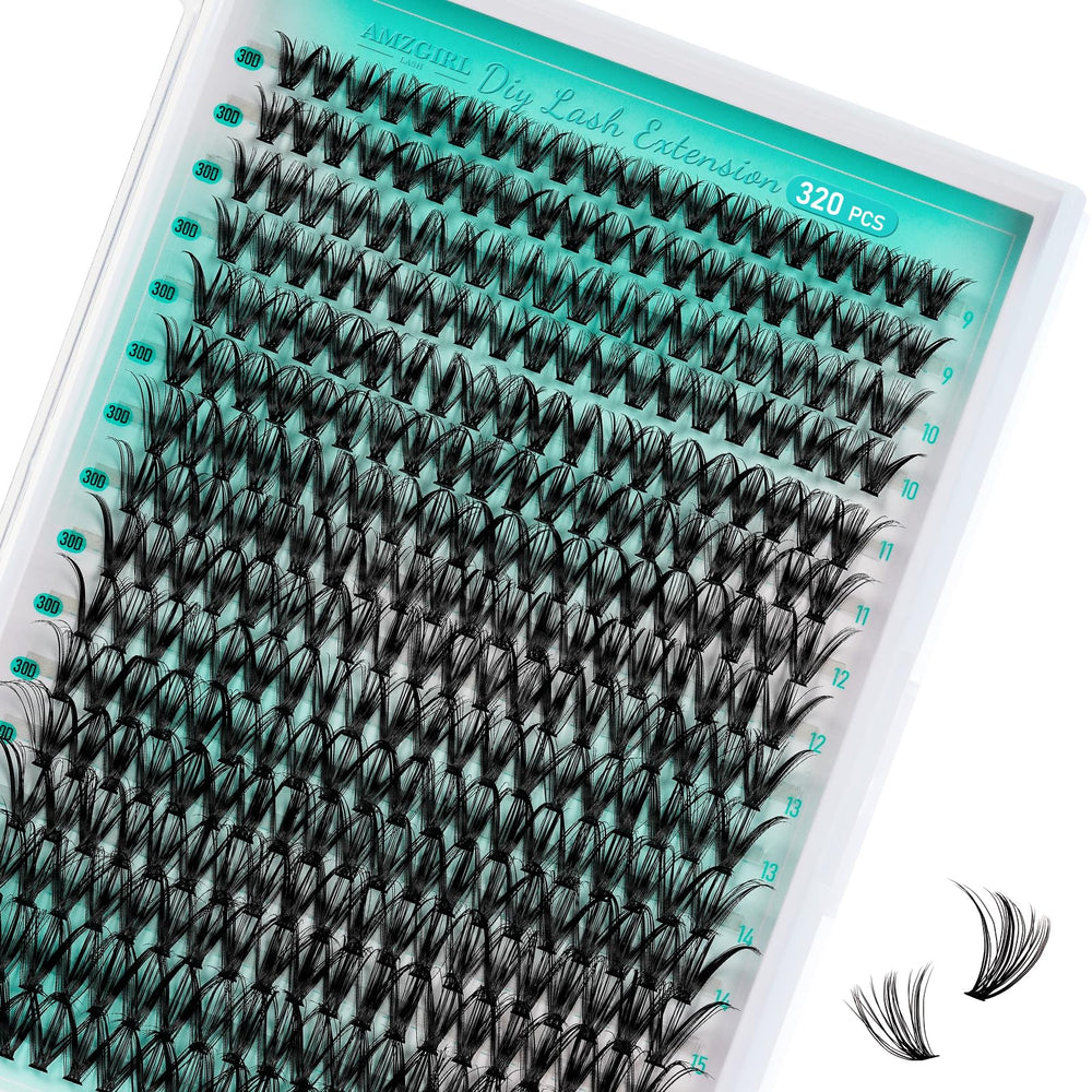 AMZGIRL LASH: plateau 320 pièces, 30D et 9-16mm pour un look naturel rapide.
