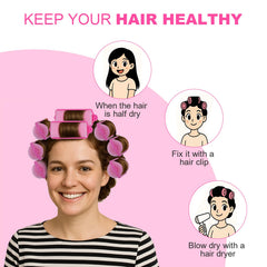 Utilisation nocturne avec rouleaux Amzpus rose pour coiffage efficace.