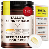 Ancestral Haven beef tallow face jar highlights silky texture for daily moisture.