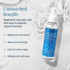 Ancient Minerals magnesium oil spray on arms illustrating daily application.