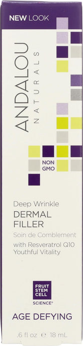 Remplisseur dermal anti-rides Andalou Naturals – bouteille prête à l’emploi et facile à appliquer.