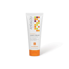 Crème Mains Clementine d'Andalou Naturals, texture riche pour mains sèches et douces.