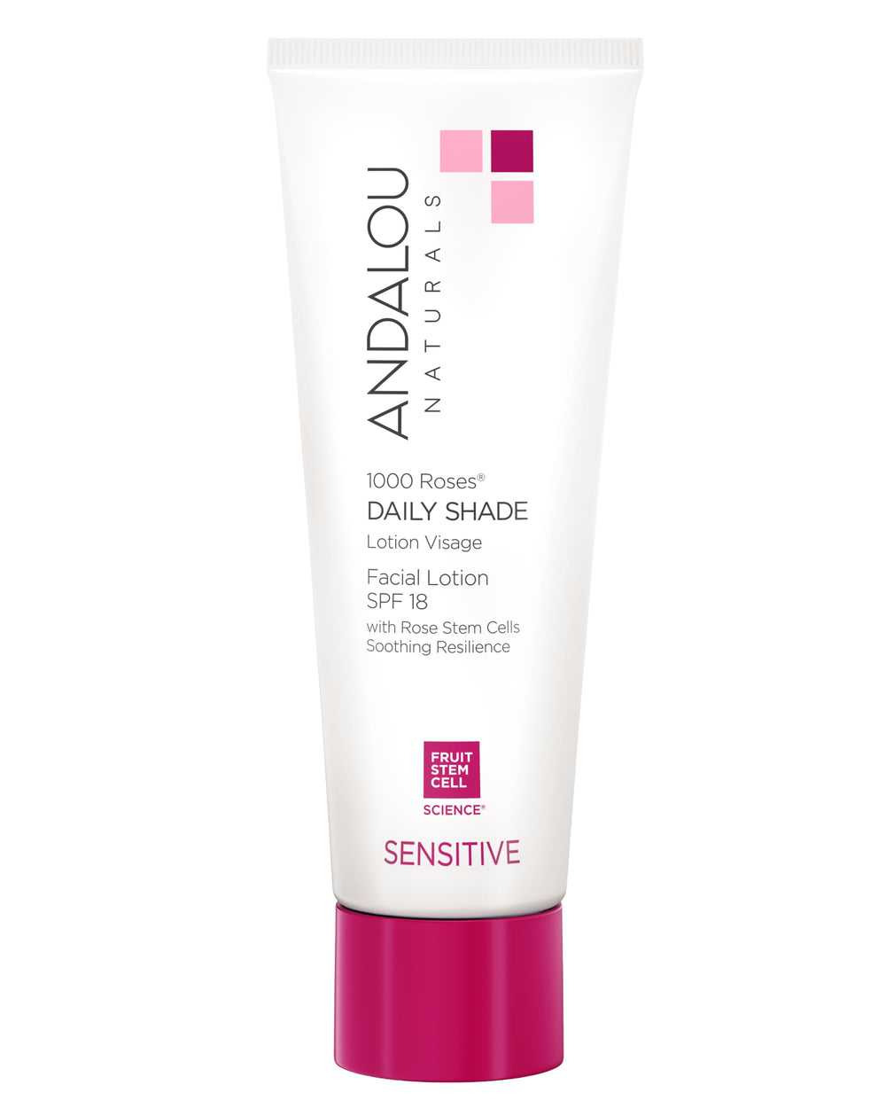 Andalou Naturals: lotion-visage-spf18 ultra leger — hydratation légère et protection UV.