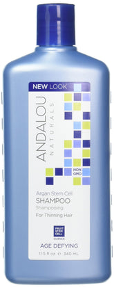 Flacon du Shampoing Andalou Naturals Argan Stem Cell Anti-Âge, cheveux nourris et revitalisés.