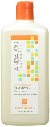 Shampoing Andalou Naturals argane-karité – bouteille prête à nourrir les longueurs en douceur.