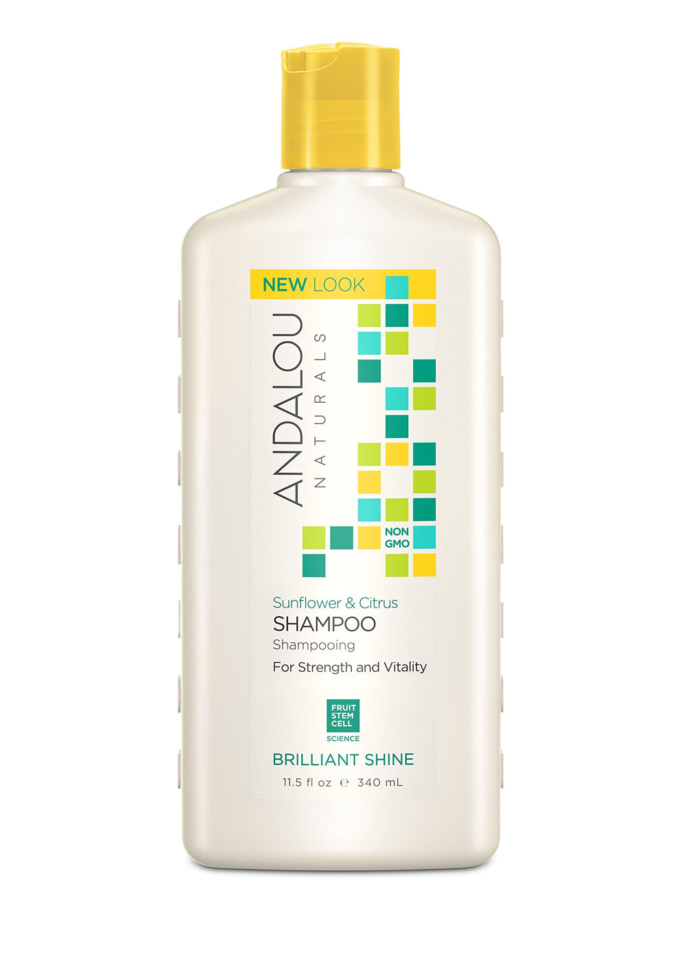Andalou Naturals Shampoing Tournesol Agrume – bouteille prête à prolonger l'éclat des cheveux.