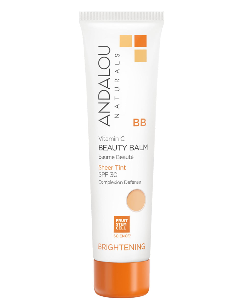 BB crème Vitamin C Andalou Naturals, flacon avec protection solaire quotidienne.