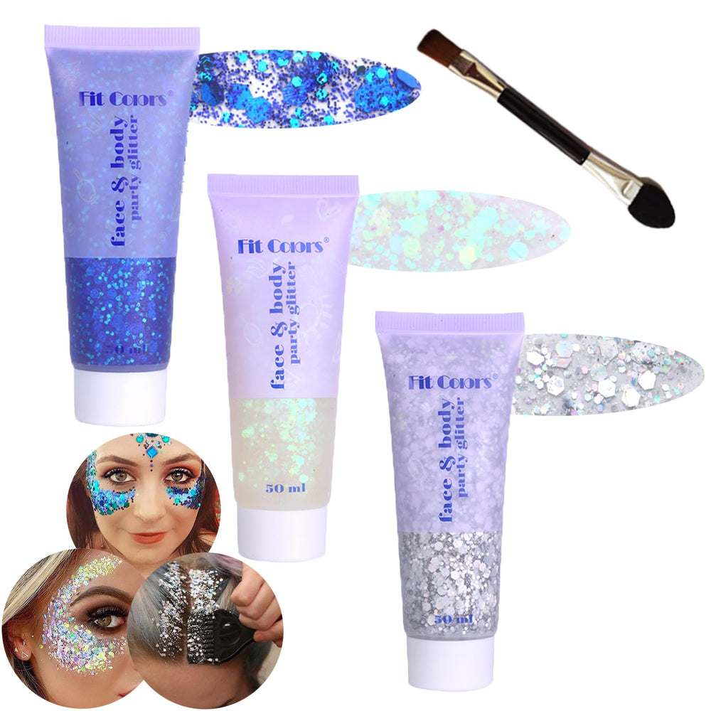 Angels Beauty Body Glitter Gel: bouteille 50ml pour corps et visage, brillance longue durée.