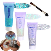 Angels Beauty Gel paillettes visage et corps, blanc argent, brillance adaptée à toutes les occasions.