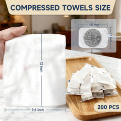ANKEXIN paquet de 200 serviettes comprimées, compact et pratique pour le voyage.