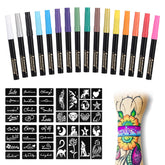 Anmmy marqueurs-tatouage-peau: palette de 16 couleurs pour décorations éphémères.