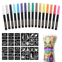 Anmmy marqueurs-tatouage-peau: palette de 16 couleurs pour décorations éphémères.