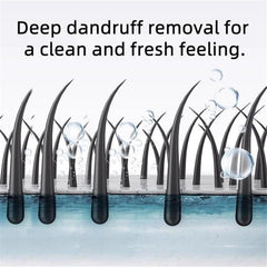 Close-up on anti-dandruff shampoo ingredients showing balanced pH formula.