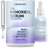 ANTROLIFE Minoxidil femme 2% bouteille en gros plan, potentiel pour densité capillaire.