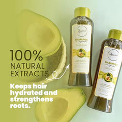 ANYELUZ Shampoing Avocat Hydratant – étiquette indiquant les ingrédients clés