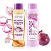 ANYELUZ Shampoing à l'oignon, flacon clair, purifie le cuir chevelu et apporte fraîcheur.