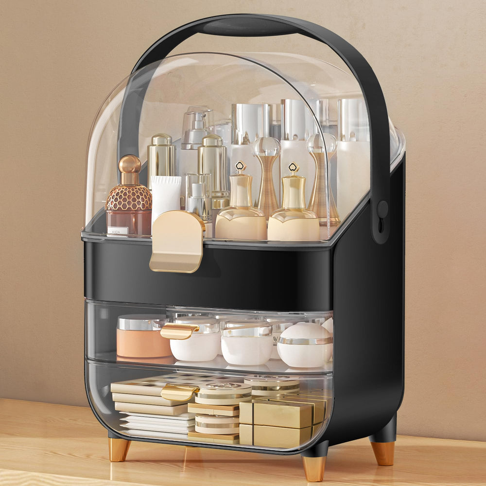 AnyLady organisateur-maquillage sur comptoir noir, rangement pratique et élégant.