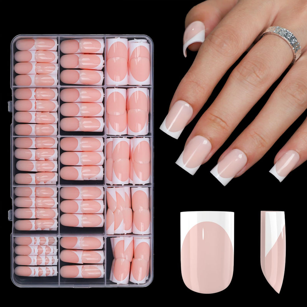 Anyos ongles franc-tip presse carré pointu pour une manucure rapide.