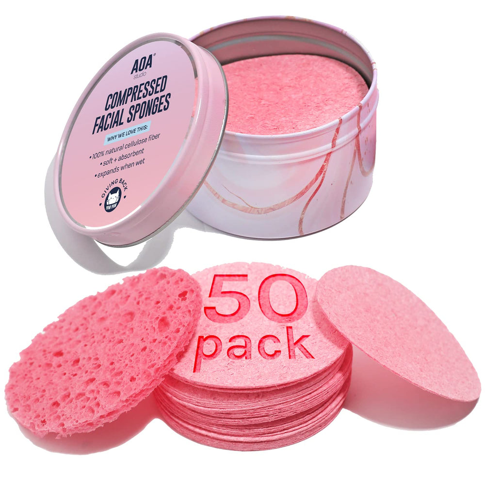 AOA STUDIO éponge visage rose compacte pour un nettoyage doux et efficace.