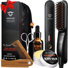 Brosse chauffante Aokur pour barbe, chaleur rapide pour un style net et sans frisottis.