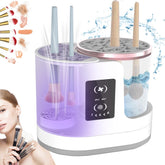 AOOFCMLLC nettoyeur-brosses maquillage 3 en 1 en action, nettoyage en profondeur sans abîmer les brosses