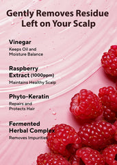 Visuel du flacon du Shampoing Framboise Vinaigre en contexte douche.