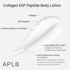 APLB lotion pour le corps, ingrédients Centella et actifs pour peau apaisée.