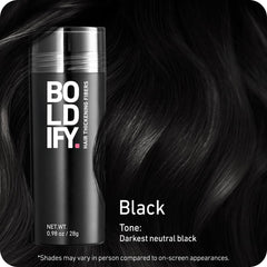 Boldify Fibres capillaires – application sur cheveux propres pour une couverture ciblée.