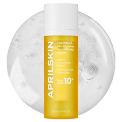 Flacon APRILSKIN Calendula10% PHA+AHA pour exfolier en douceur et révéler l’éclat.