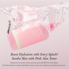 APRILSKIN Pink Aloe Vita Toner cap close-up shows hygienic dispensing for clean use.