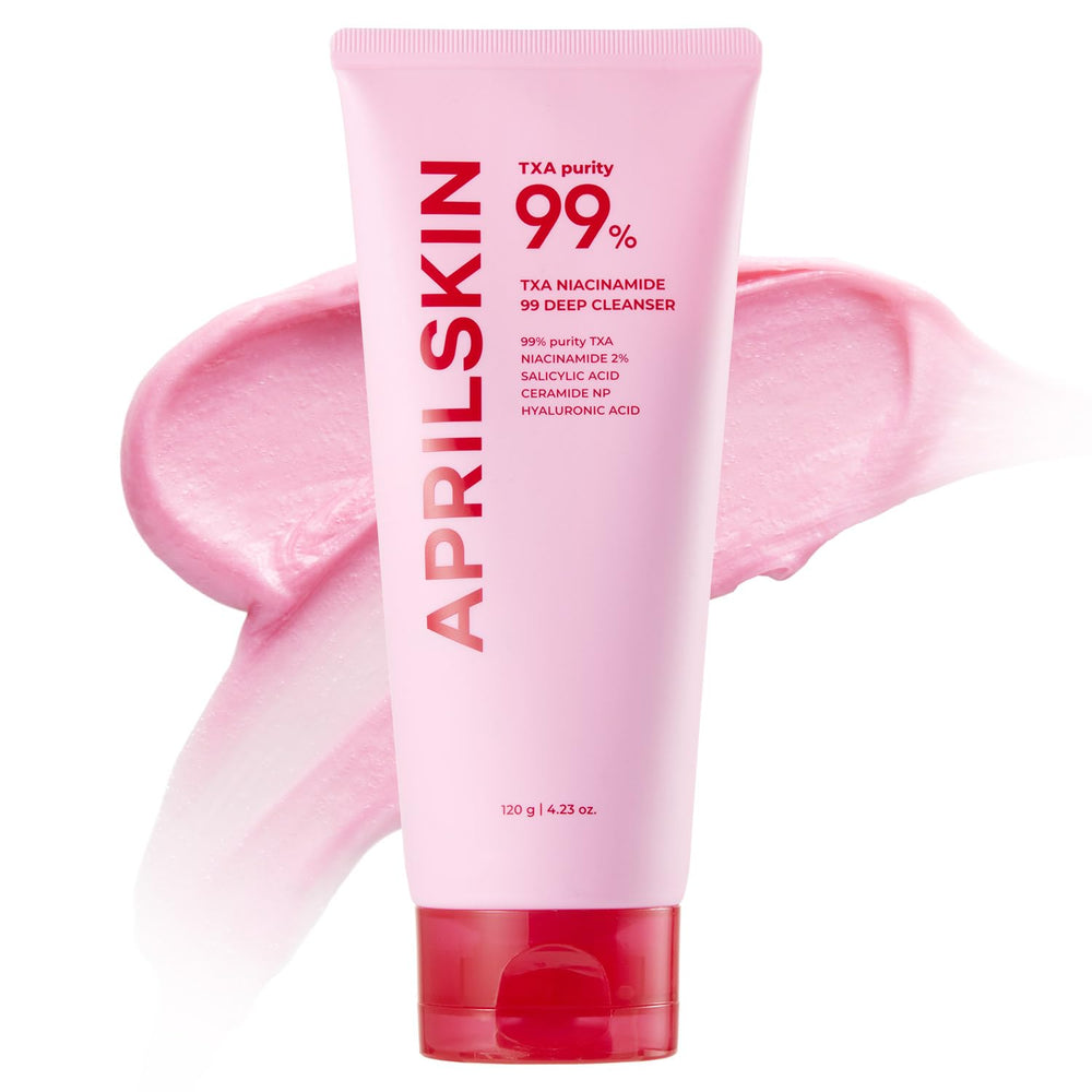 APRILSKIN TXA Niacinamide pink bubble gum cleanser bottle for deep cleansing and pore care