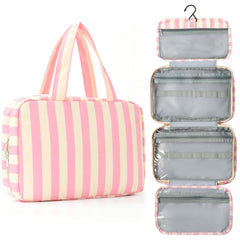 La trousse Apxouans rayures préppy avec crochet, rangement pratique.